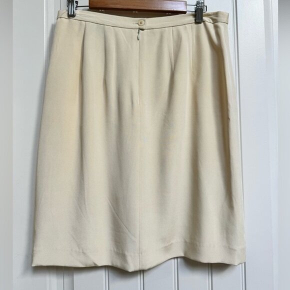 VTG Bogato Butter Yellow Sandwashed Silk Straight Skirt. Size 14 (33 waist) - Picture 2 of 5